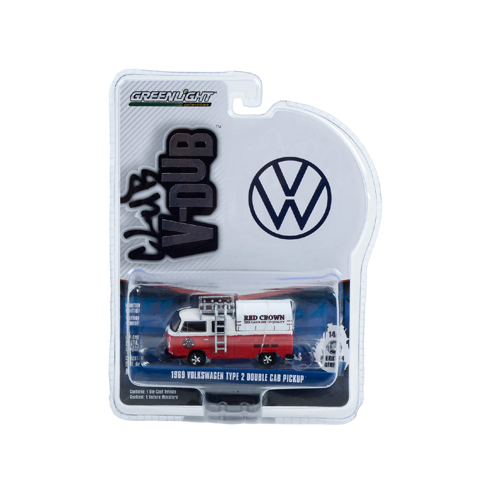 1969 Volkswagen Type 2 Double Cab Pickup with Roof Rack and Canopy - Red Crown Gasoline