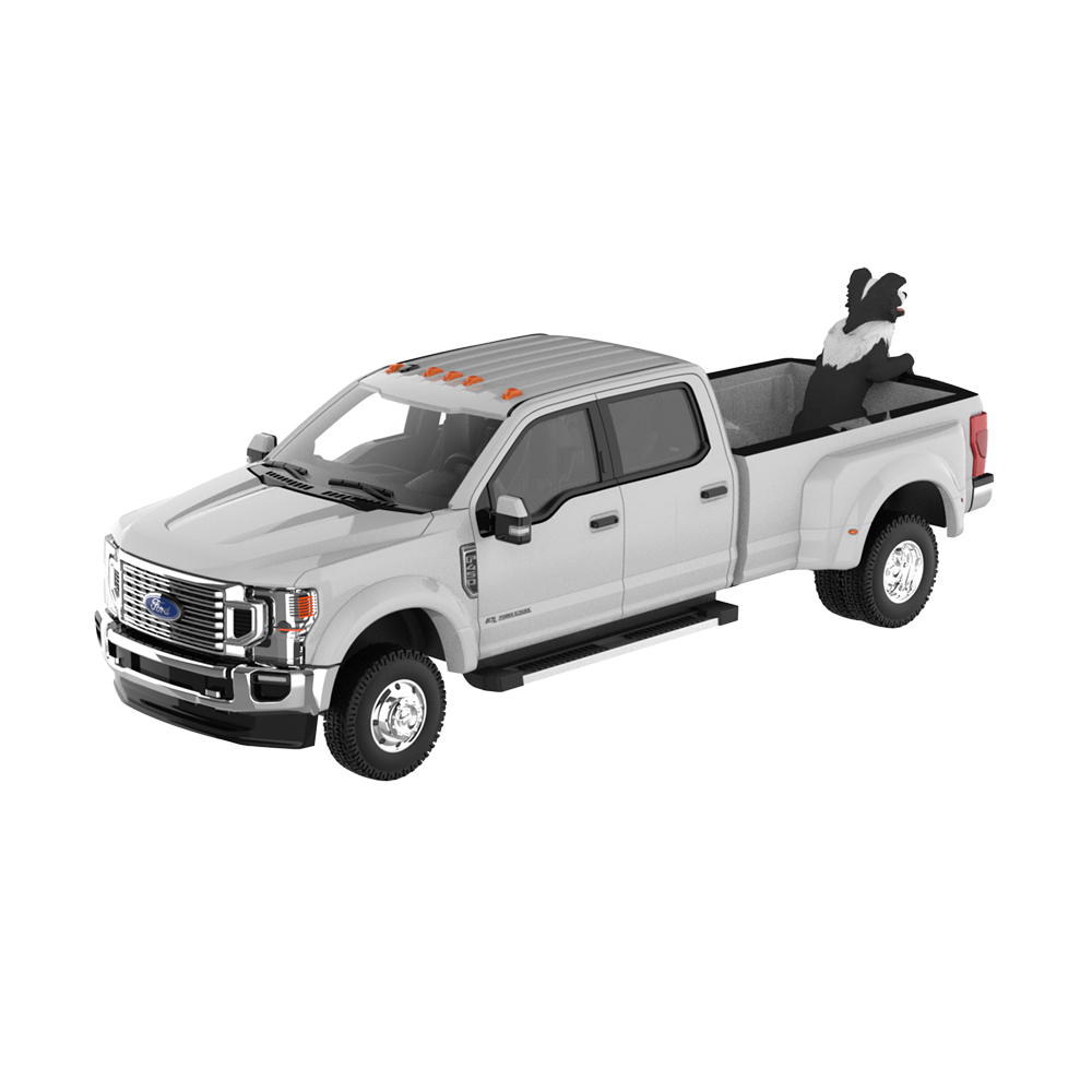 2022 Ford F-450 White with Dog Figure